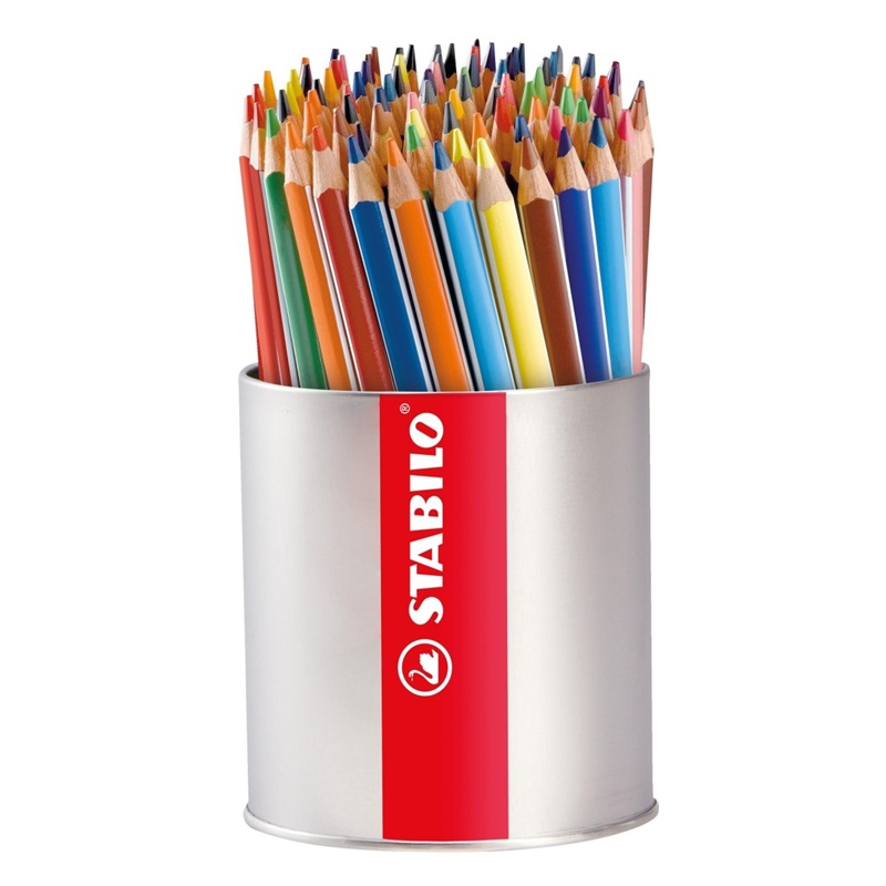 Pastelky STABILO Trio silné, 92ks v kovové dóze