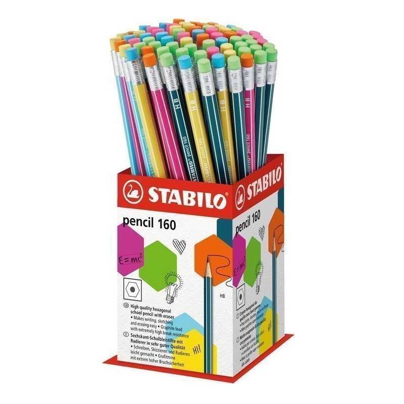 Tužky STABILO 160 s gumou, 72ks ve stojánku