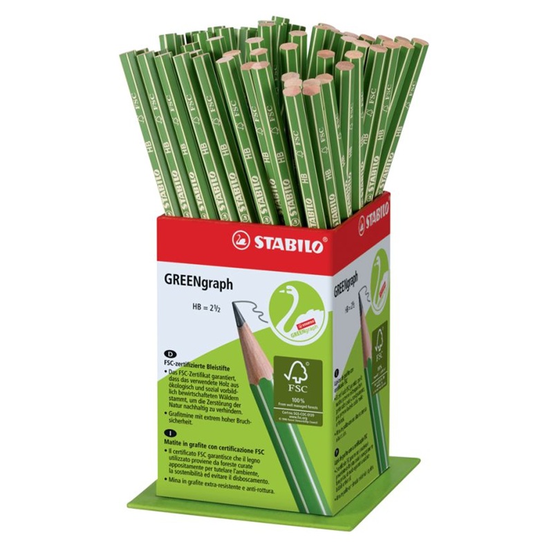 Grafitové tužky STABILO GREENgraph, 60ks ve stojánku