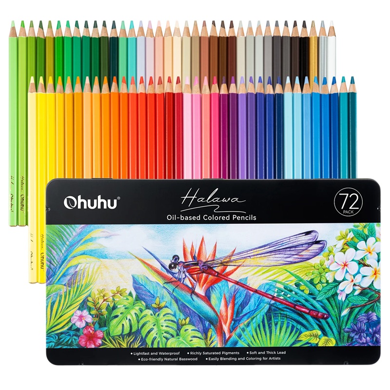 Olejové pastelky OHUHU Halawa, 72ks v kovové krabičce