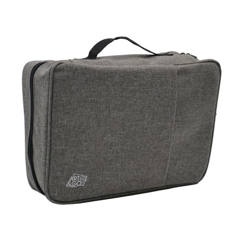 GRAPH'IT Šedý textilní penál na 72 pastelek a příslušenství
