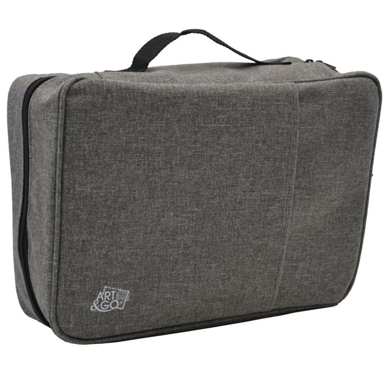 GRAPH'IT Šedý textilní penál na 220 pastelek a příslušenství