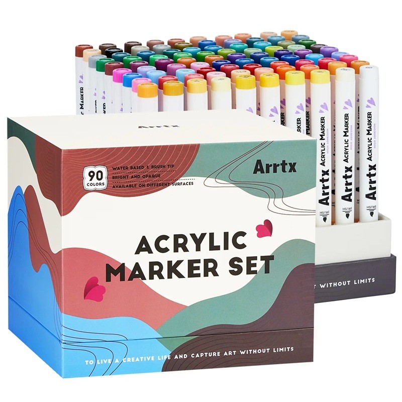 Akrylové fixy ARRTX štětcové, 90ks základní