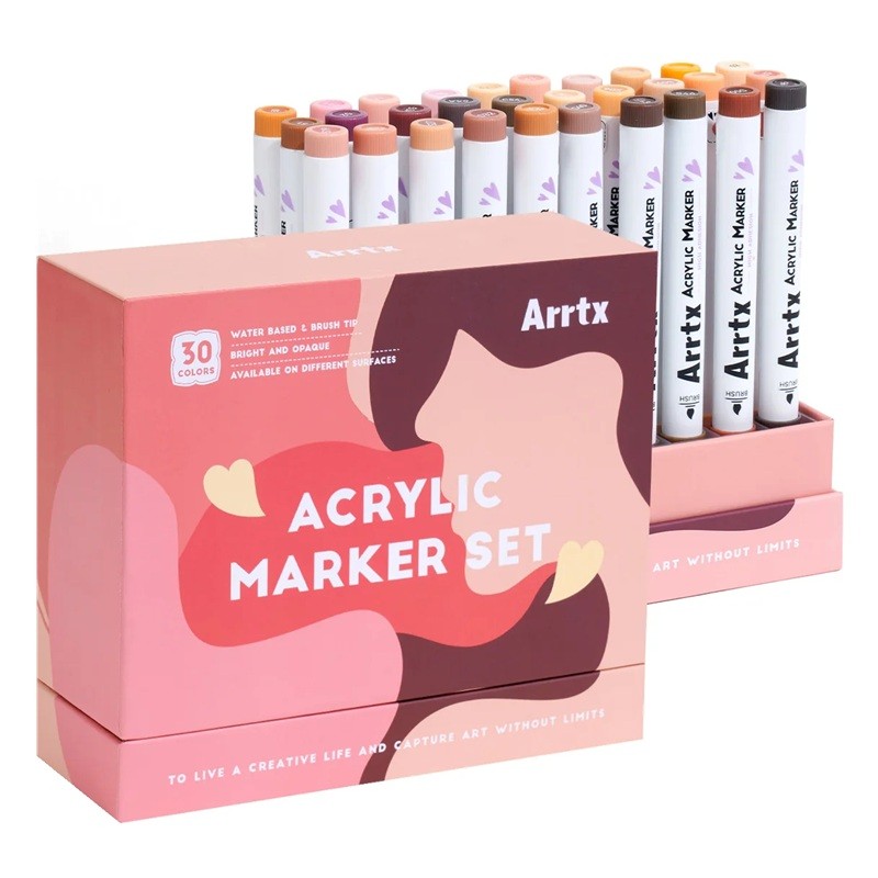 Akrylové fixy ARRTX štětcové, 30ks pleťové