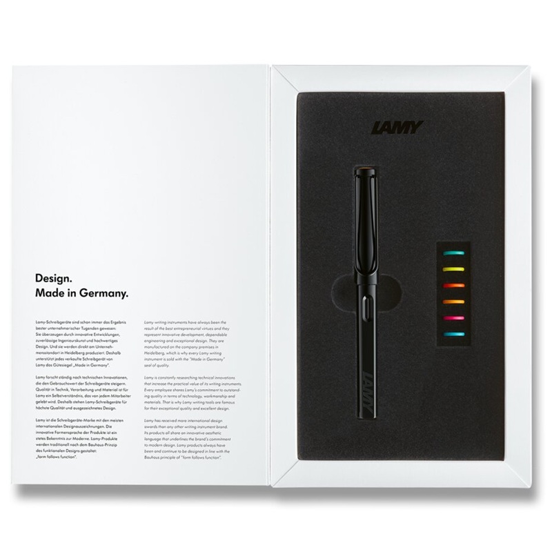 Plnicí pero LAMY Safari All Black "EF" s barevnými kroužky