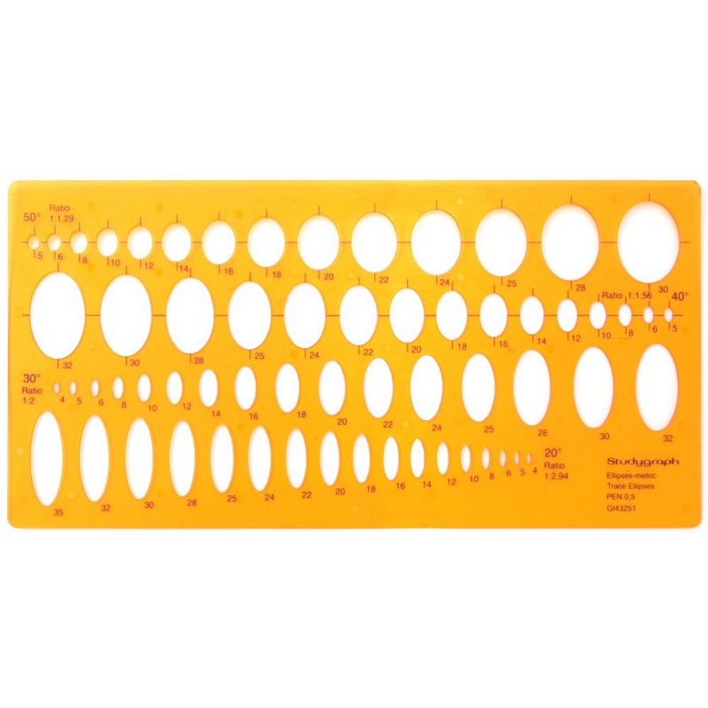Šablona GRAPH'IT na elipsy 4-35 mm