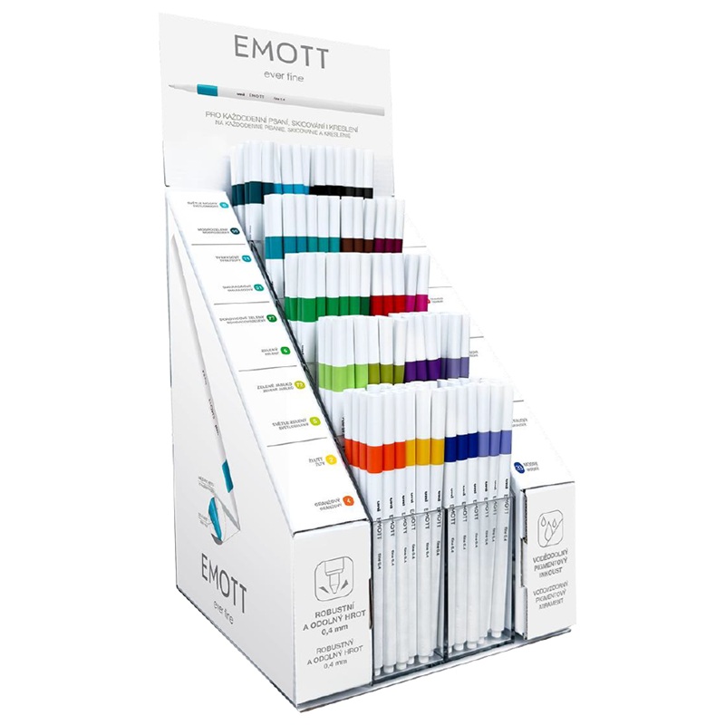 UNI EMOTT fine liner 0,4mm, 200ks ve stojánku