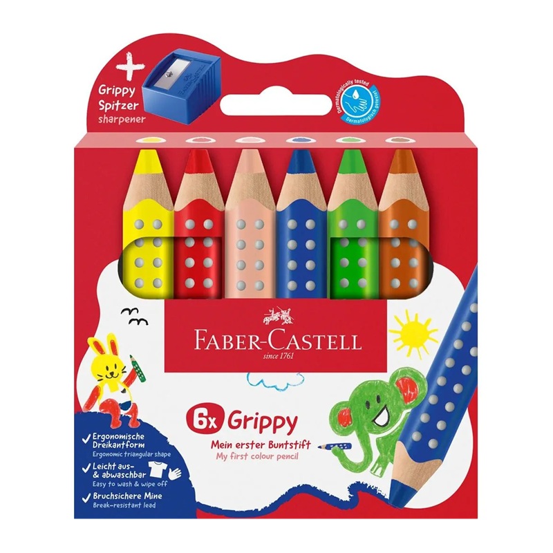FABER-CASTELL multifunkční pastelky GRIPPY 3v1, 6ks + ořezávátko