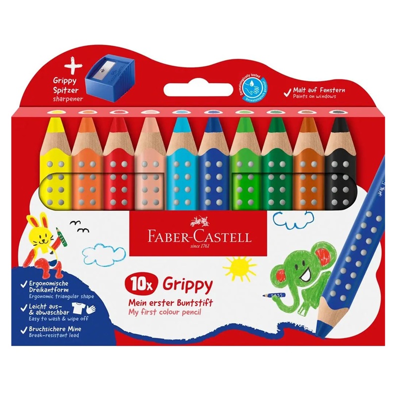 FABER-CASTELL multifunkční pastelky GRIPPY 3v1, 10ks + ořezávátko
