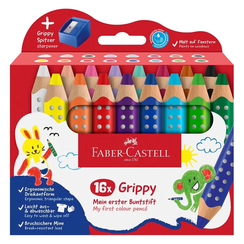 FABER-CASTELL multifunkční pastelky GRIPPY 3v1, 16ks ve stojánku + ořezávátko