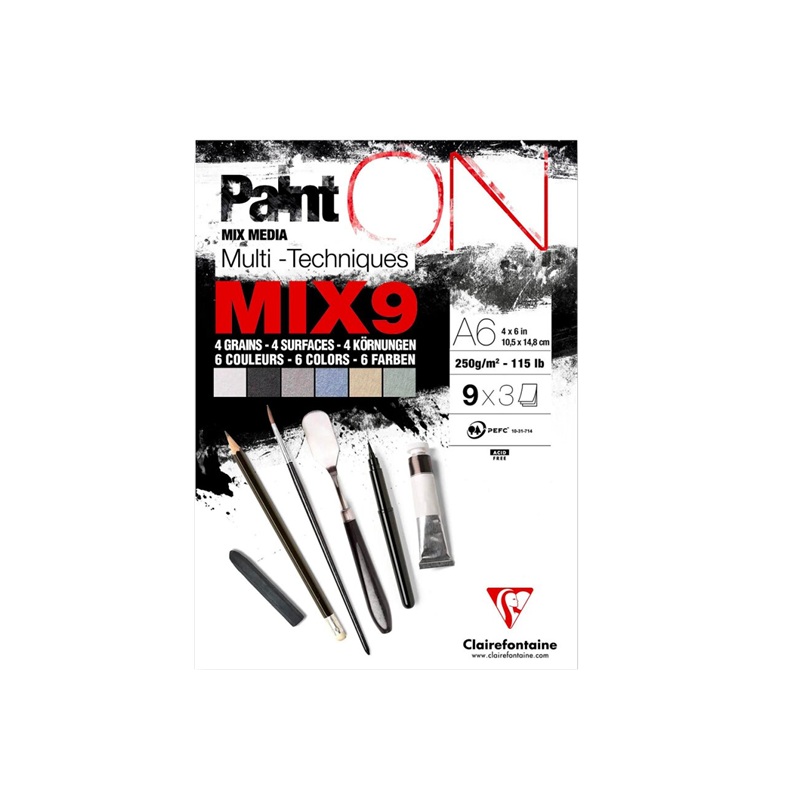 Blok CLAIREFONTAINE Paint'On Mix9, A6, 250g, 27 listů