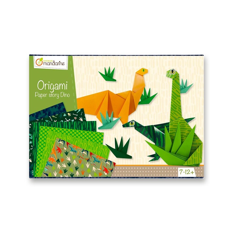 Barevné papíry AVENUE MANDARINE Origami Paper Story Dinosauři, 15x15cm, 70g, 40 listů