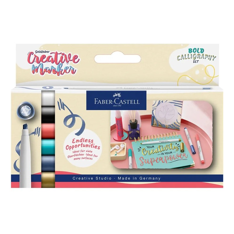 FABER-CASTELL popisovače Creative, set 6ks Bold Calligraphy