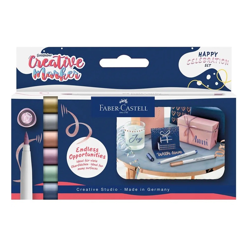 FABER-CASTELL popisovače Creative, set 6ks Happy Celebration