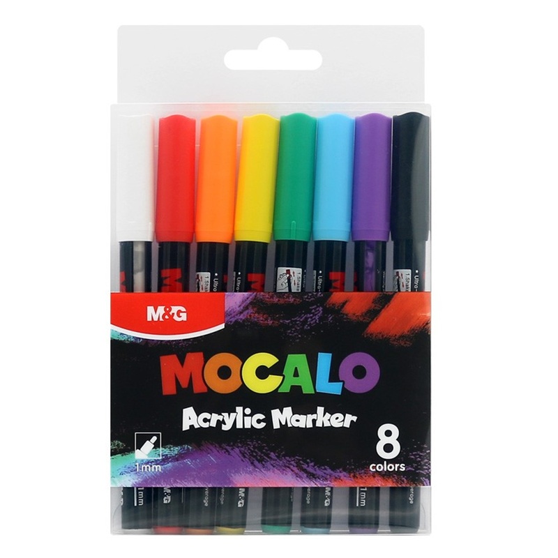 Akrylové fixy M&G Mocalo 1mm, 8ks základní