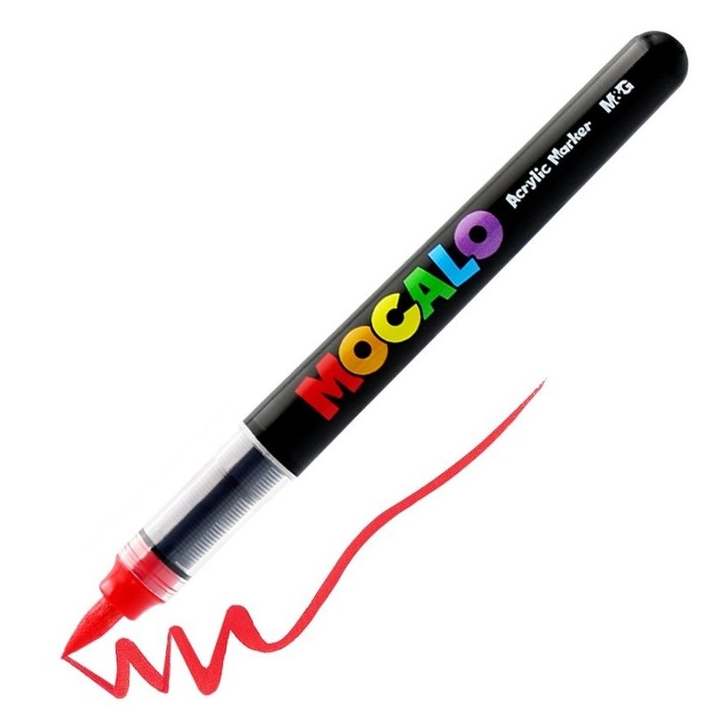 Akrylová fixa M&G Mocalo štětcová, Red 235