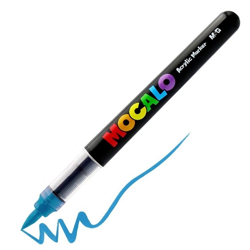 Akrylová fixa M&G Mocalo štětcová, Turquoise Blue 704