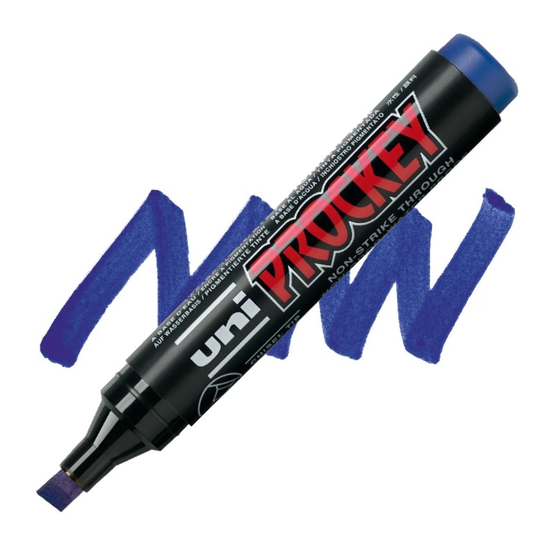 UNI PROCKEY permanentní popisovač šikmý, modrý