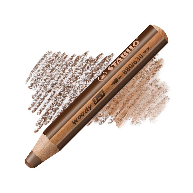 Multifunkční pastelka STABILO woody 3v1, hnědá