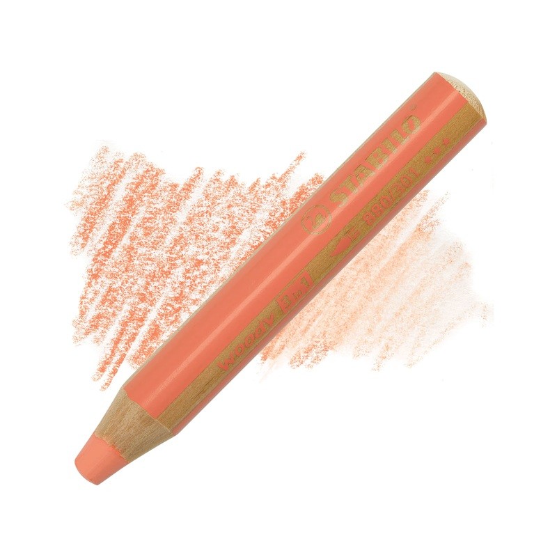 Multifunkční pastelka STABILO woody 3v1, pastelově červená