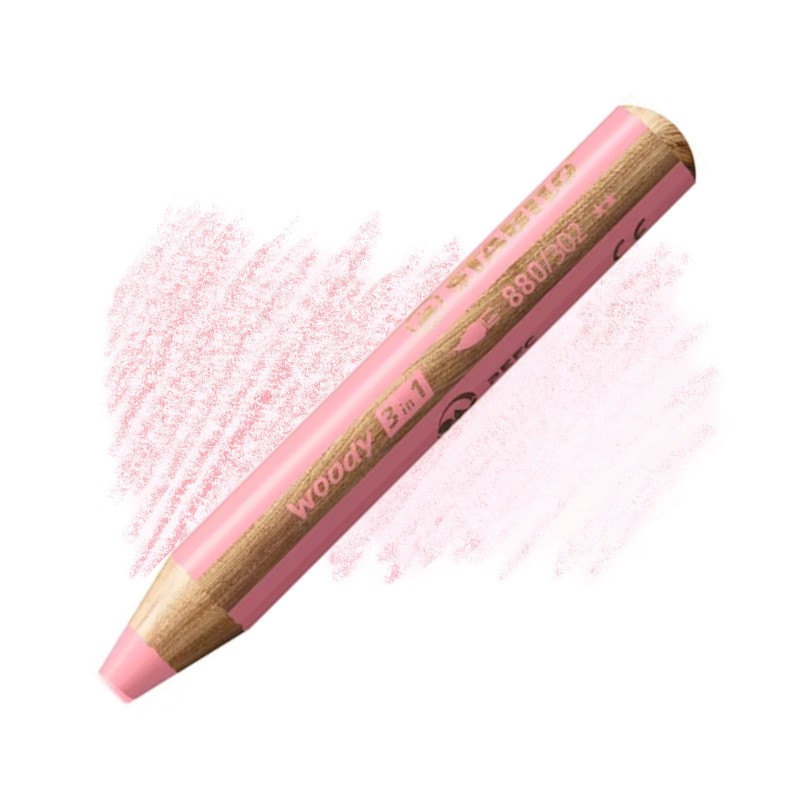 Multifunkční pastelka STABILO woody 3v1, pastelově růžová