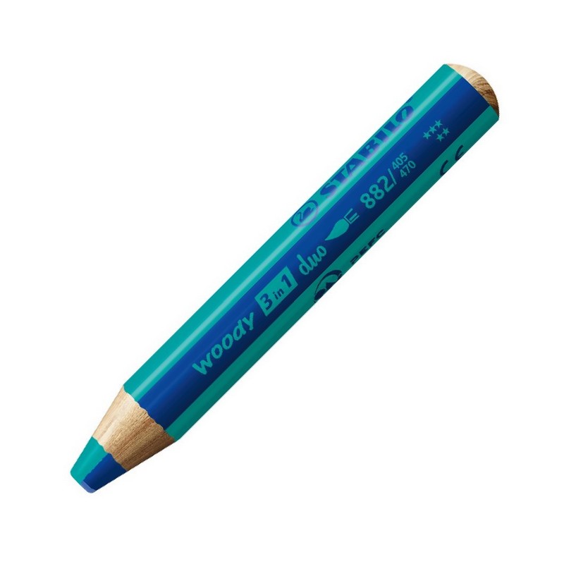 Multifunkční pastelka STABILO woody 3v1 duo, ultramarínová / tyrkysová