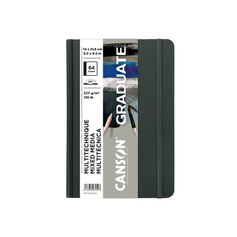 Skicář CANSON Graduate Mixed Media A5, 32 listů Grey 220g
