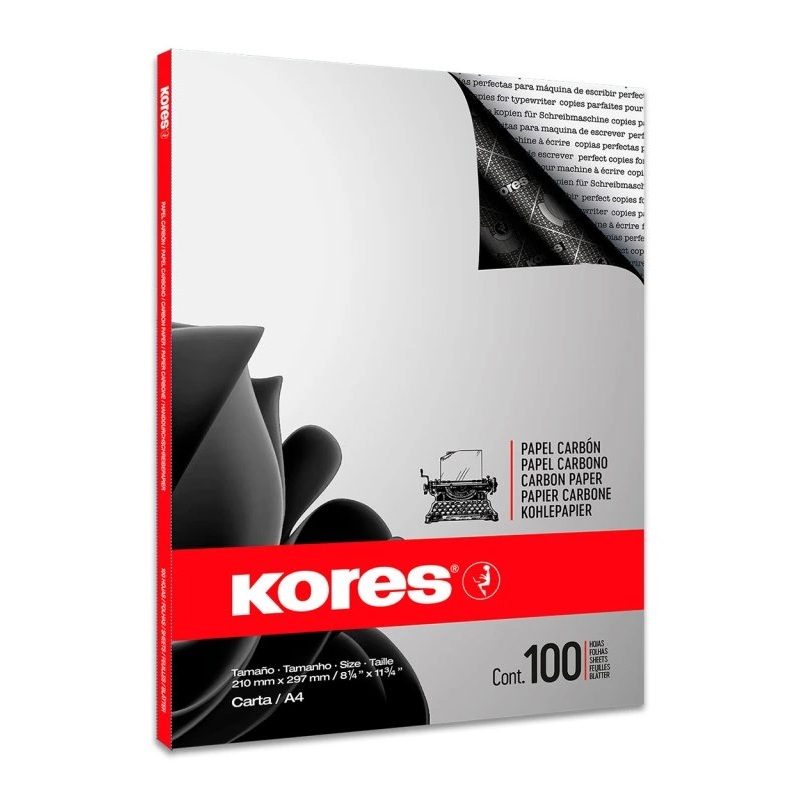 KORES černý uhlový papír A4, 100 listů