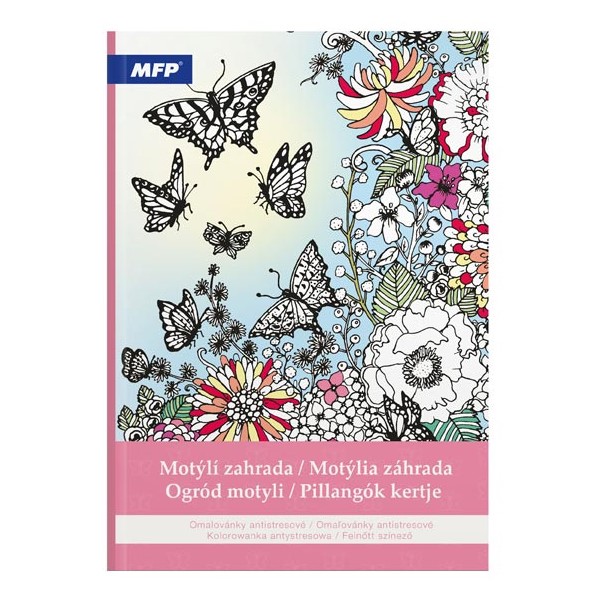 Omalovánky antistresové Motýlí zahrada, A4 32 listů