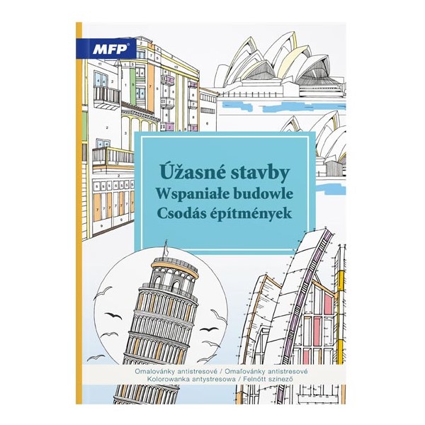 Omalovánky antistresové Úžasné stavby, A4 32 listů