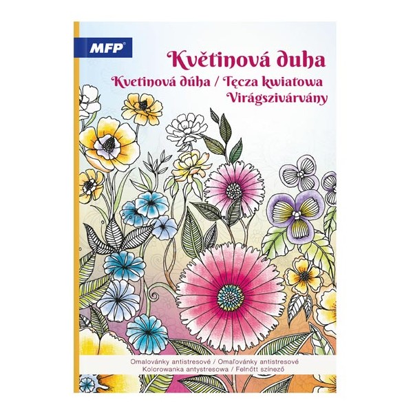 Omalovánky antistresové Květinová duha, A4 32 listů