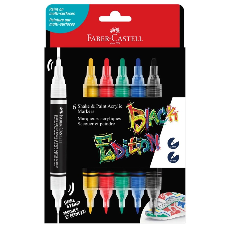 FABER-CASTELL akrylové Shake & Paint, 6ks základní