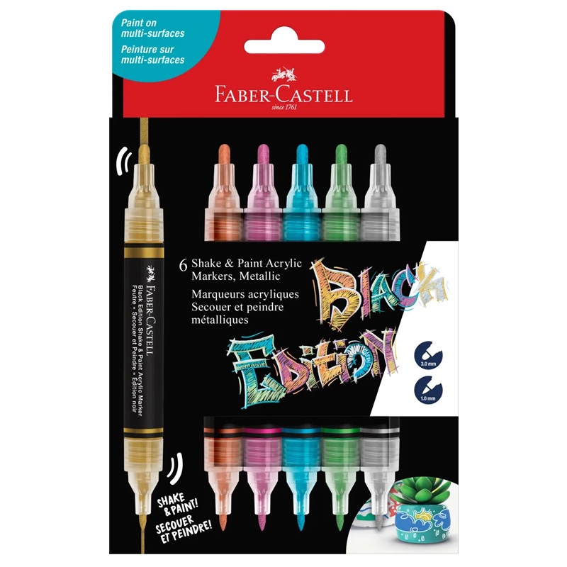 FABER-CASTELL akrylové Shake & Paint, 6ks metalické