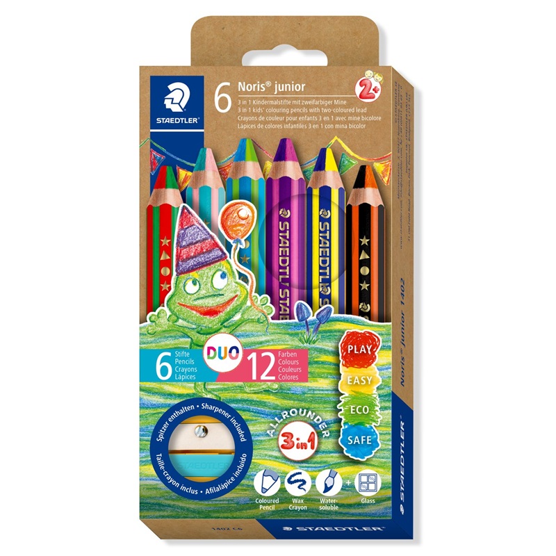 Multifunkční pastelky STAEDTLER Noris Junior 3v1 Duo, 6ks + ořezávátko