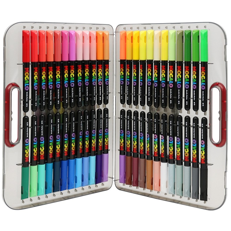 Akrylové fixy M&G Mocalo štětcové, 48ks v plastovém kufříku