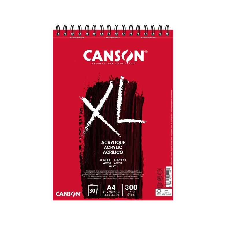 Skicář CANSON XL Acrylic A4, 30 listů 300g