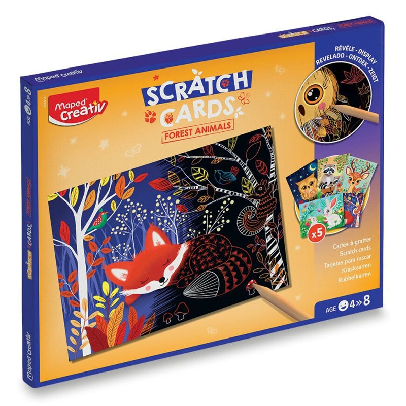 Vyškrabávací obrázky MAPED CREATIV, Lesní zvířátka