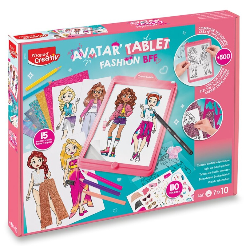 Kreativní sada MAPED CREATIV Avatar Fashion podsvícený tablet, 56ks