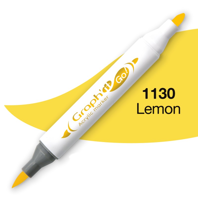 Akrylová fixa GRAPH'IT oboustranná Brush & Fine, Lemon (1130)