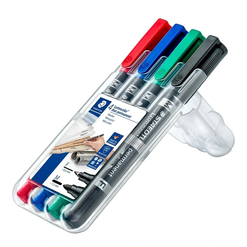 Fixy STAEDTLER permanentní Lumocolor Duo 0,6-1,5 mm, 4 ks