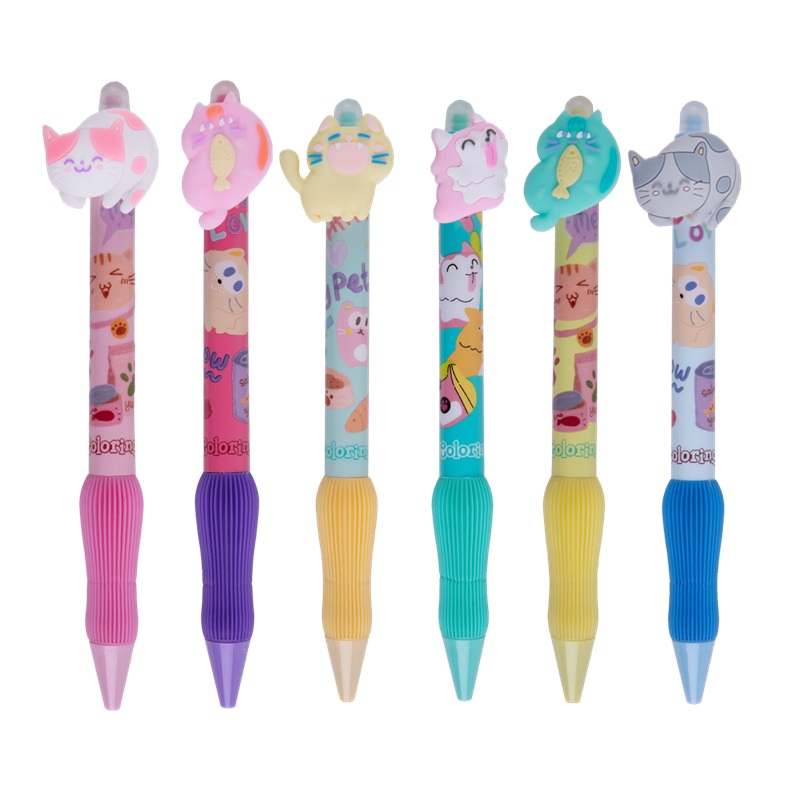 COLORINO Gelová gumovací pera COLORINO, 6 ks Kočičky