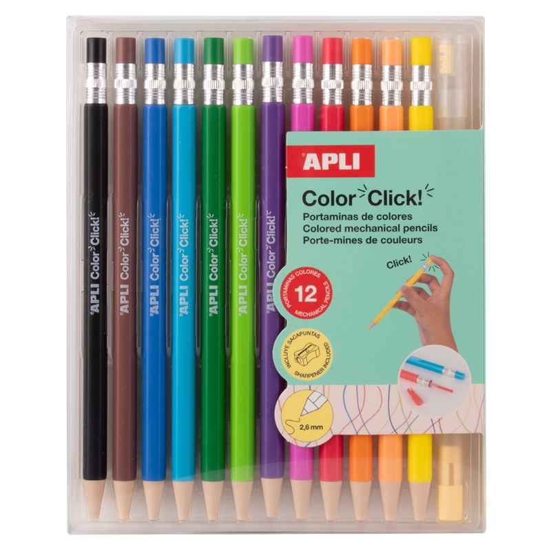 Mechanické pastelky APLI Color Click, 12 ks