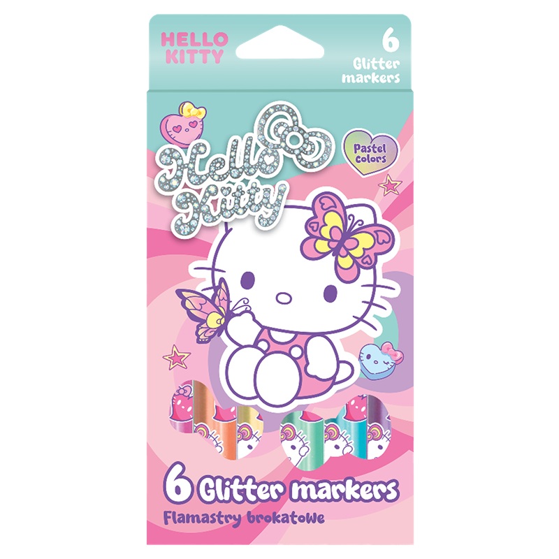 Třpytivé fixy COLORINO Hello Kitty, 6 ks