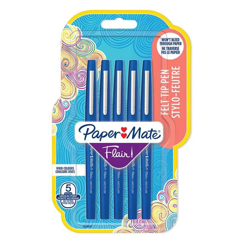 Fixy PAPER MATE Flair Medium, 5 ks modré