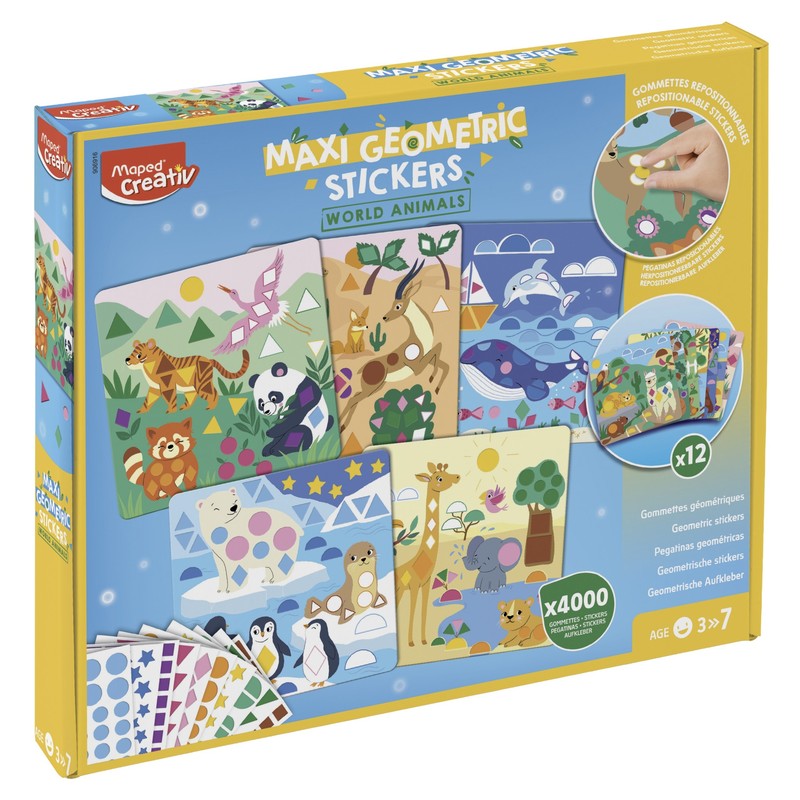 Kreativní sada MAPED CREATIV Maxi Geometric Stickers samolepky, Zvířátka