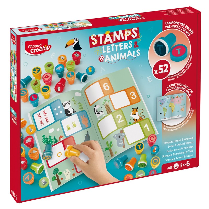Kreativní sada MAPED CREATIV Stamps Letters & Animals, 52 ks razítek