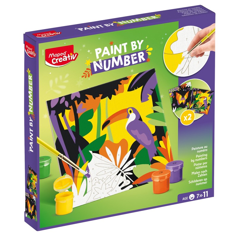 Kreativní sada MAPED CREATIV Malování podle čísel, Tukan a motýl
