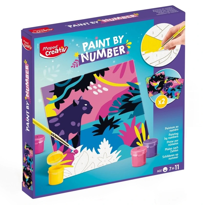 Kreativní sada MAPED CREATIV Malování podle čísel, Leopard a pták