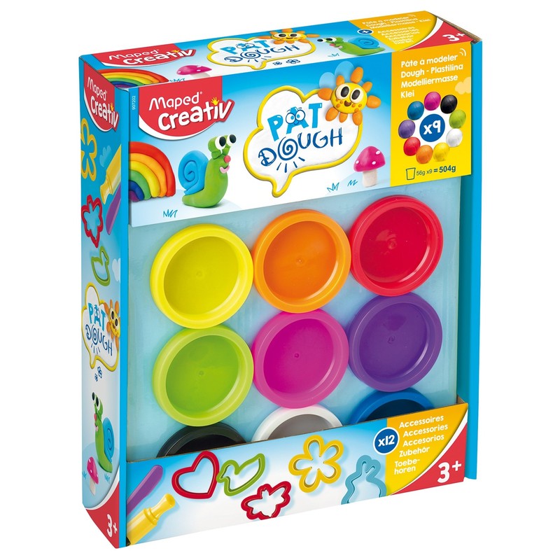 Modelovací hmota MAPED CREATIV Pat Dough, 9ks barev + 12ks příslušenství