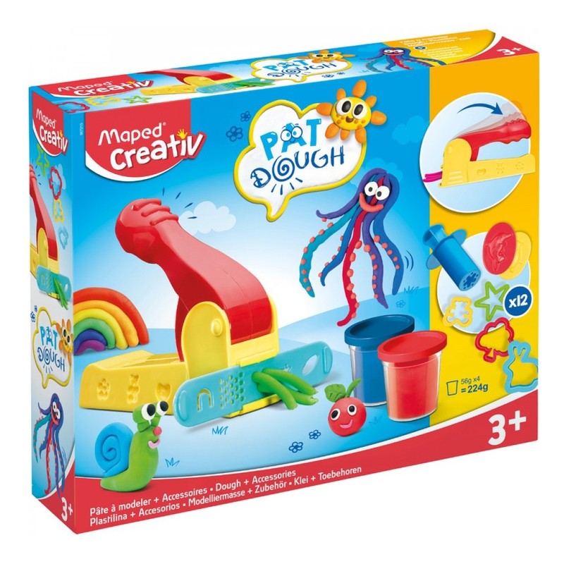 Modelovací hmota MAPED CREATIV Pat Dough, 4ks barev + 10ks příslušenství
